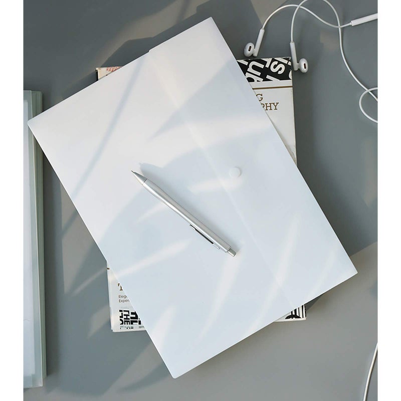 VANRA Poly File Folder Pockets File Jacket Plastic Envelope Flat Document Letter Organizer with Snap Button Closure A4 Letter Size (Pack of 5, White) - Image 4